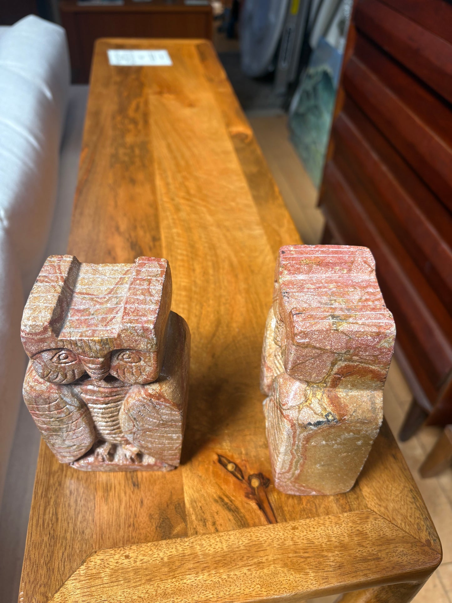 Pair of Carved Stone Owl Bookends