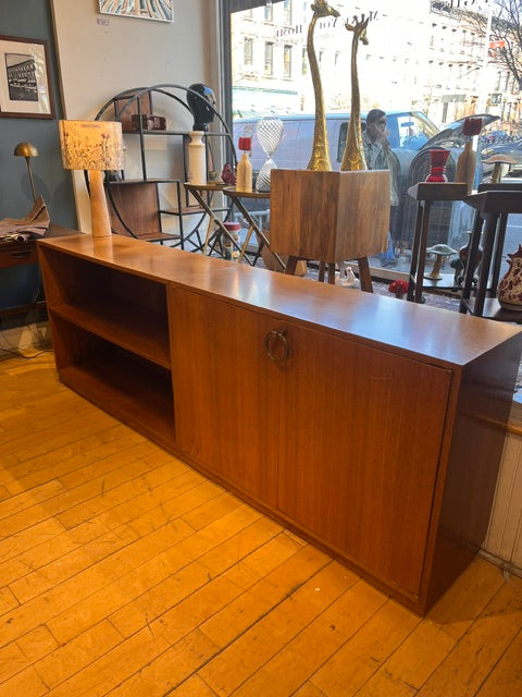 Large Midcentury Low Console with Cabinet