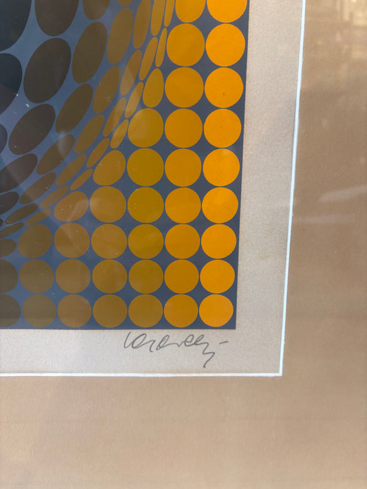 1980's Signed Victor Varasly "Untitled Orange" Screen Print 29/50 Edition