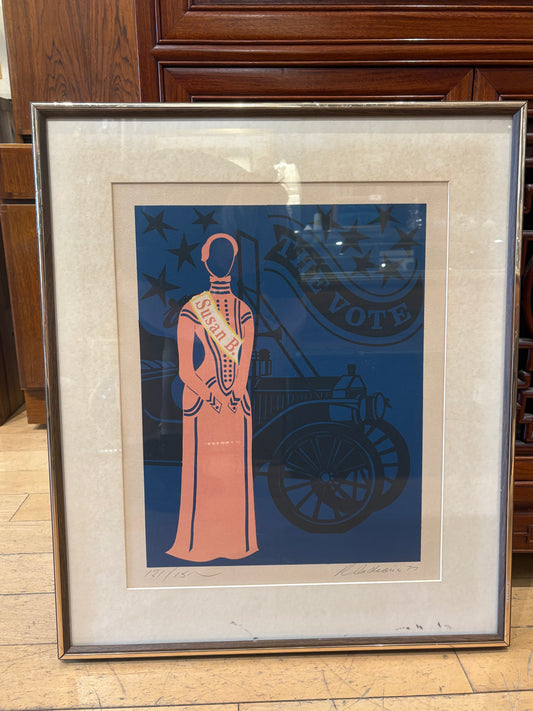 '77 Signed Robert Indiana "The Vote" Silk Screen Print 131/150