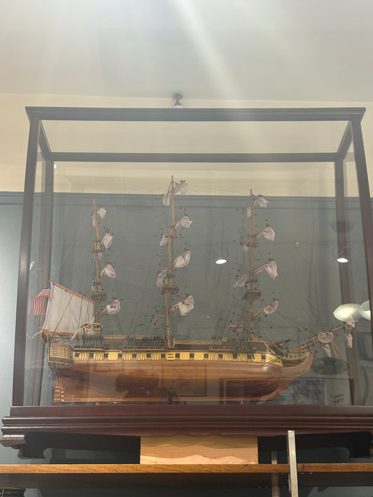 USS Constitution Model Ship in Large Display Case