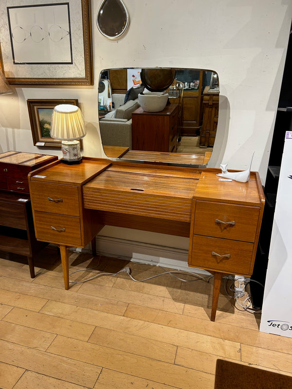 English 1960s Tambour Top Vanity with Drawers