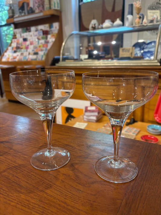 Pair of Vintage Rosenthal Crystal Lotus Plain Coupes