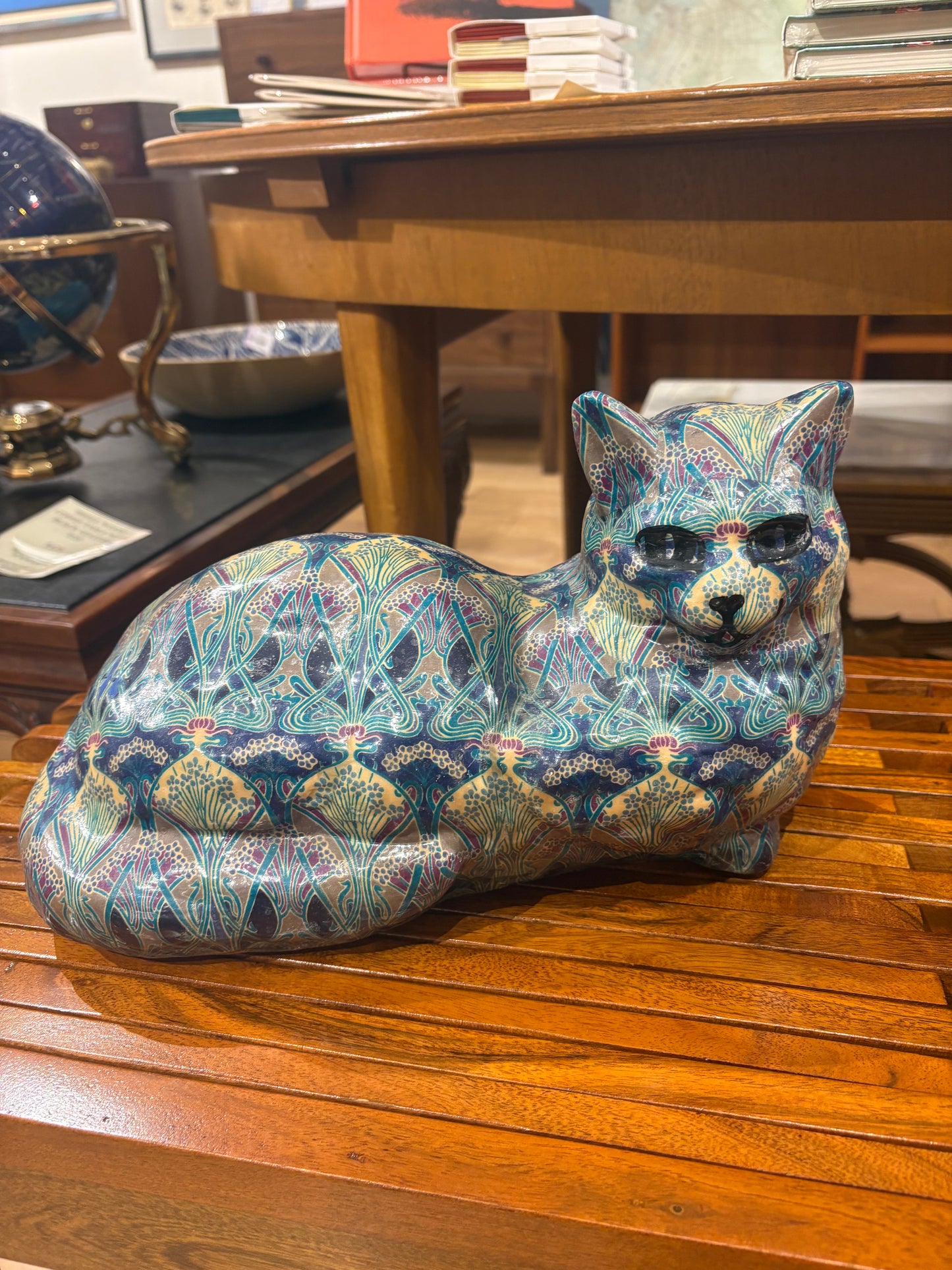 Hand Made  Decoupaged Cat Sculpture