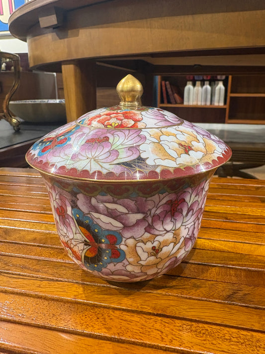 Pink Cloisonne Jar with Lid
