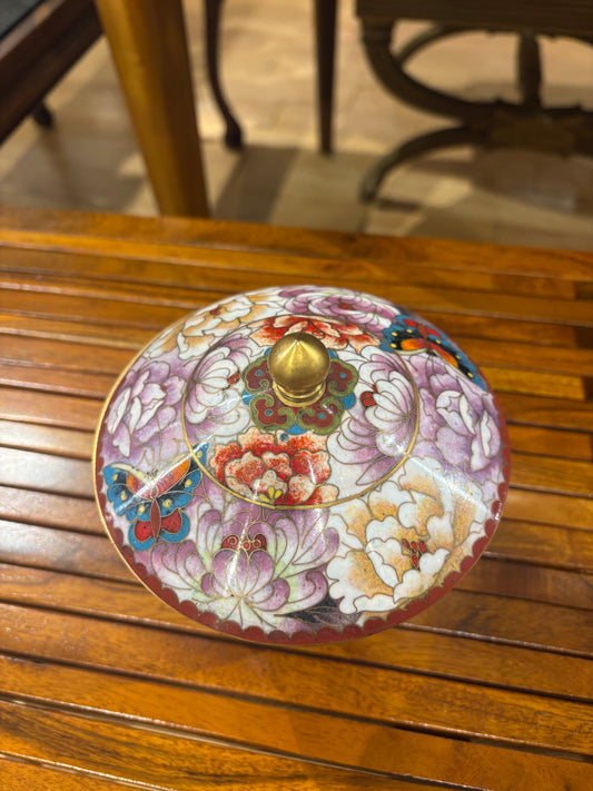 Pink Cloisonne Jar with Lid