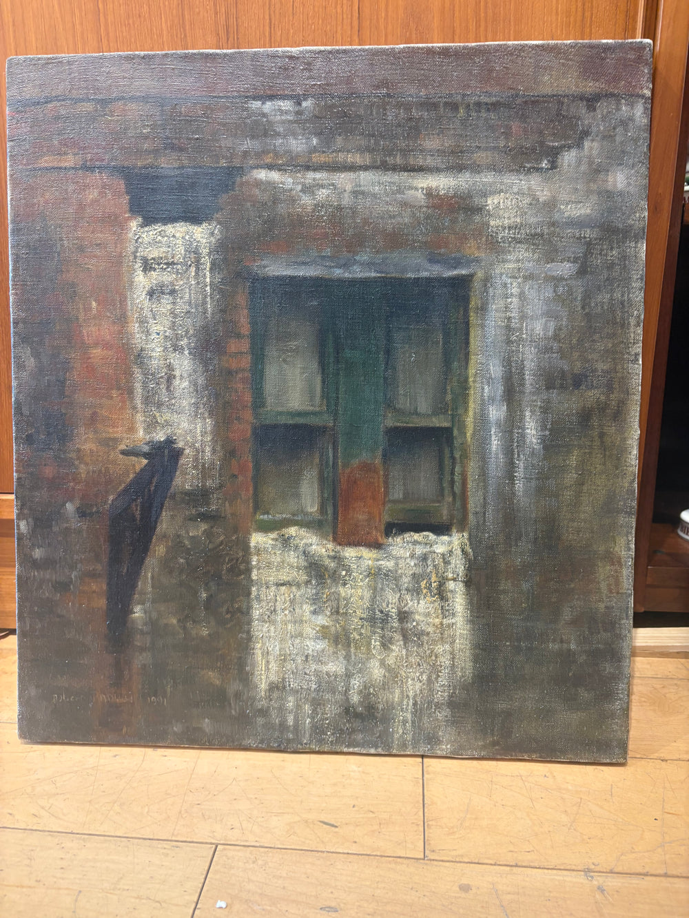 '91 Signed Robert Padilla Painting of Urban Window
