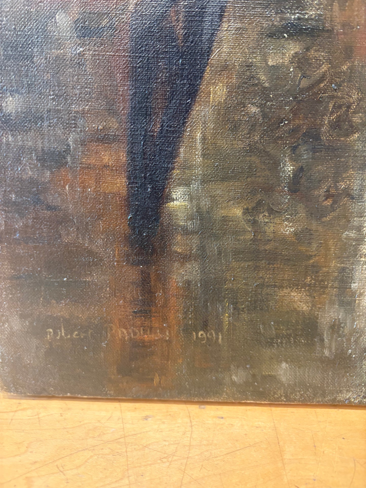 '91 Signed Robert Padilla Painting of Urban Window