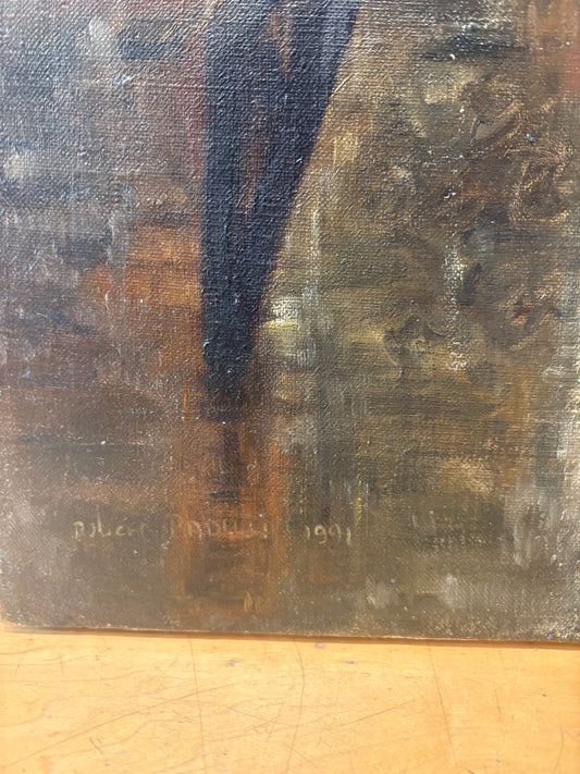 '91 Signed Robert Padilla Painting of Urban Window