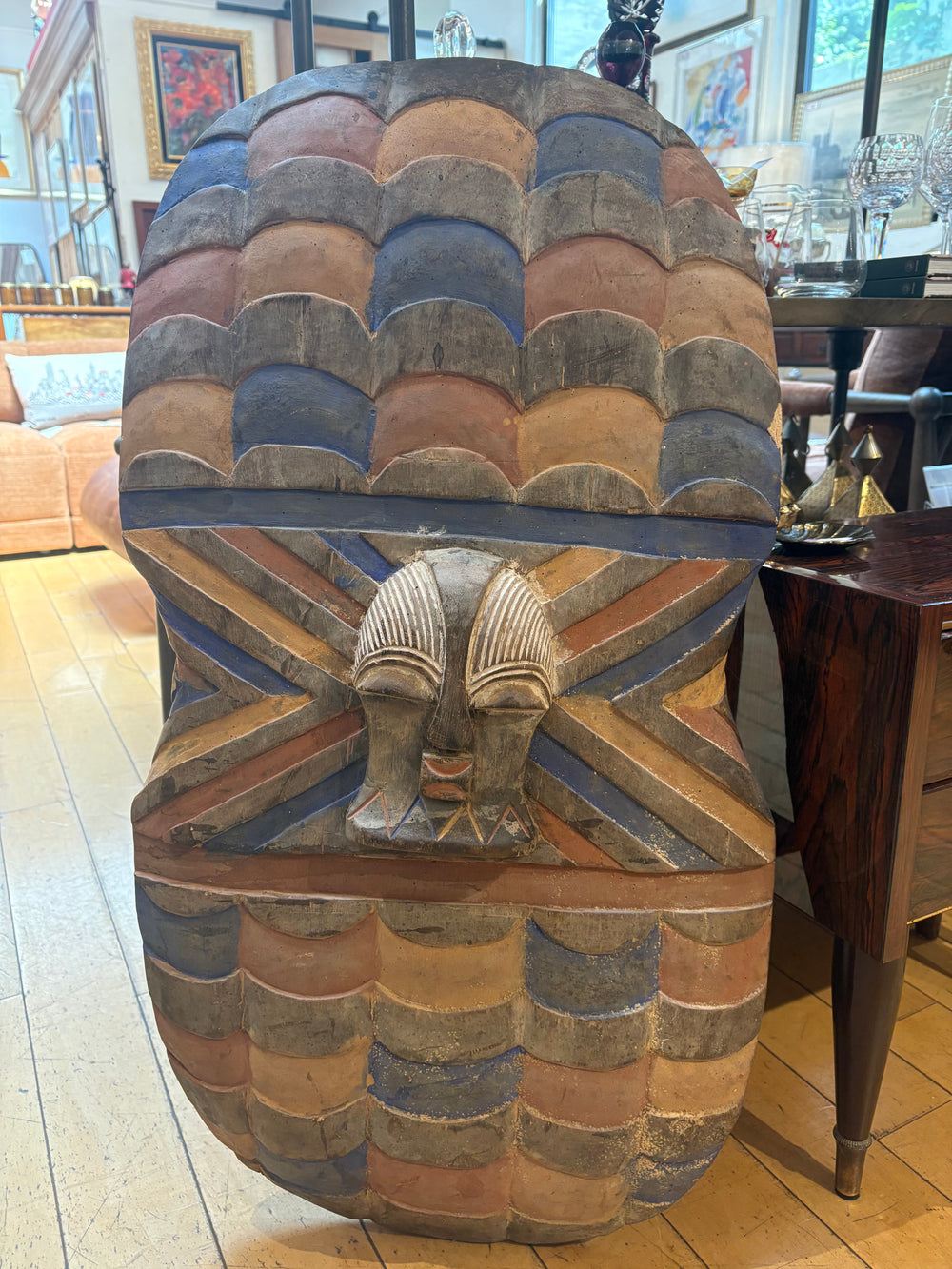 African Wood Carved Shield