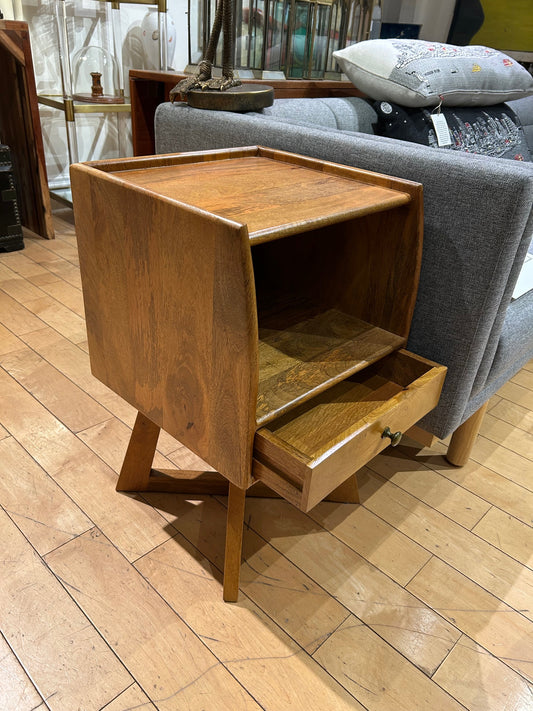 Pedestal Side Table with Drawer