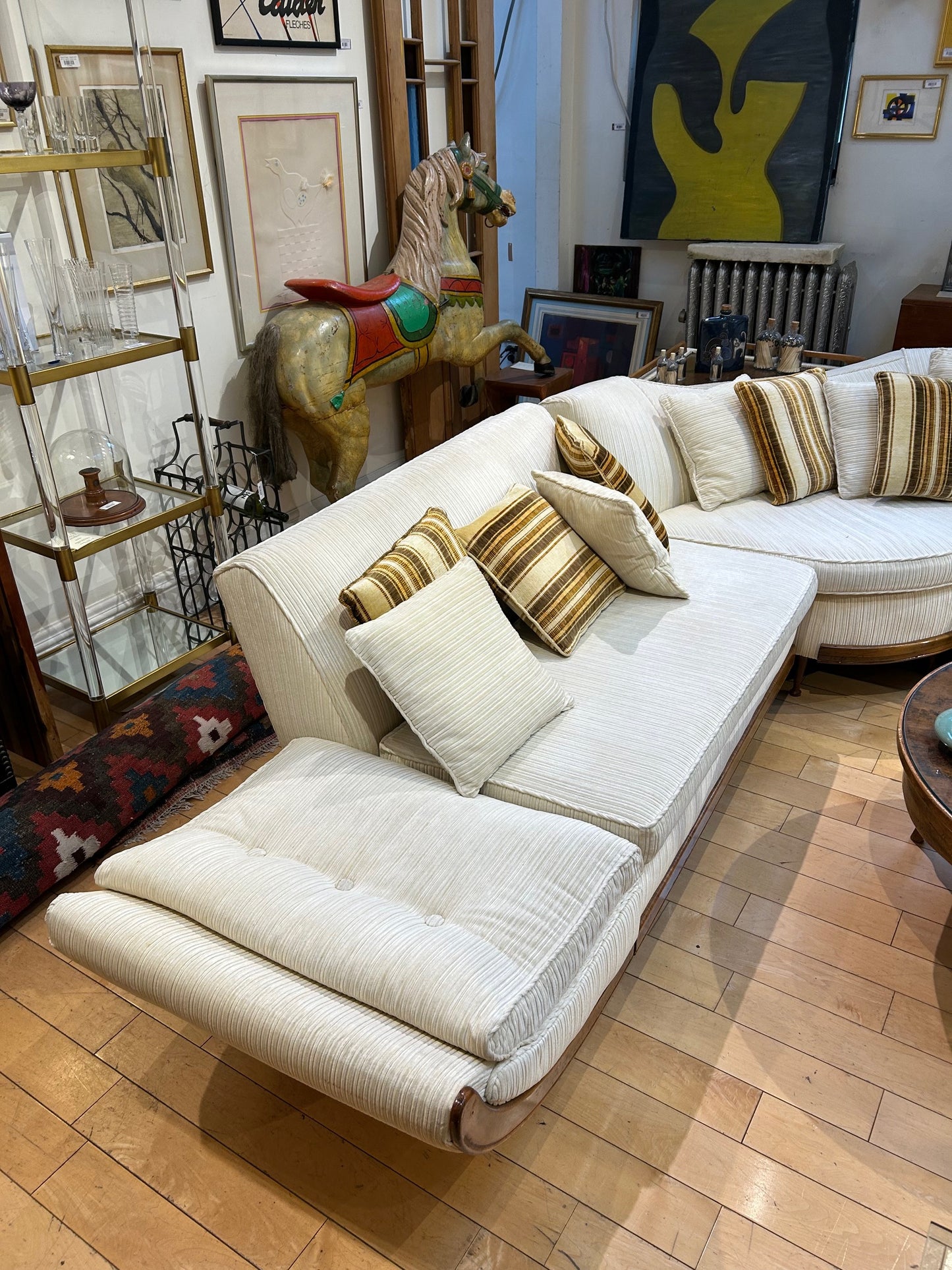 4 Piece 1950s Sectional w/ Throw Pillows