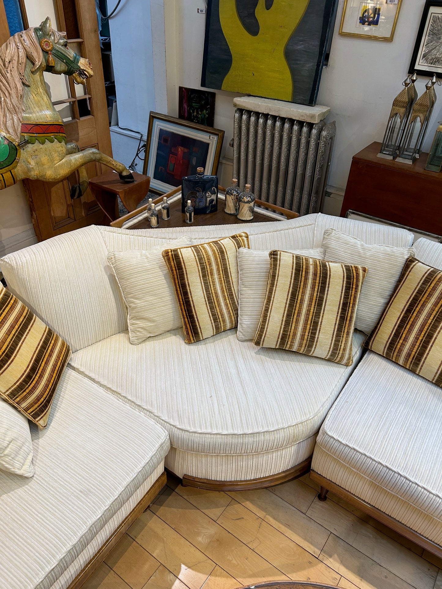 4 Piece 1950s Sectional w/ Throw Pillows