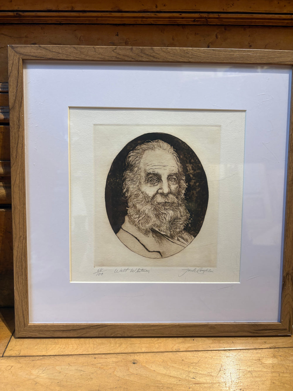Signed Jack Coughlin "Walt Whitman Etching 68/100