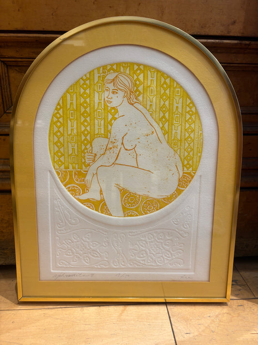 Signed Lee "Aphrodite II" Embossed Print with Curved Top