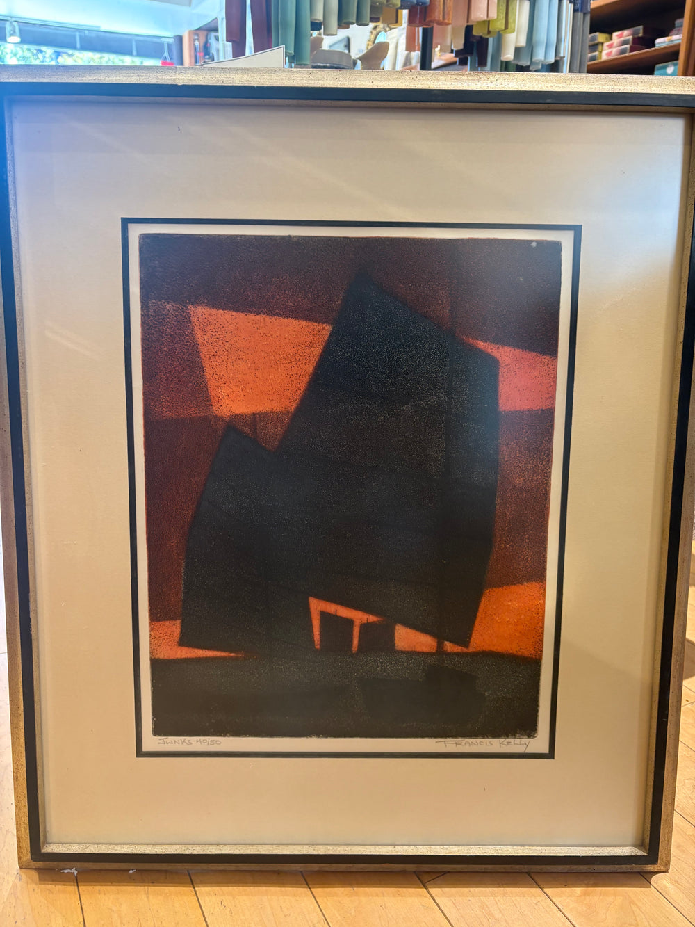 Signed Francis Kelly "The Junks" 2 Color Copper Plate Etching 40/50