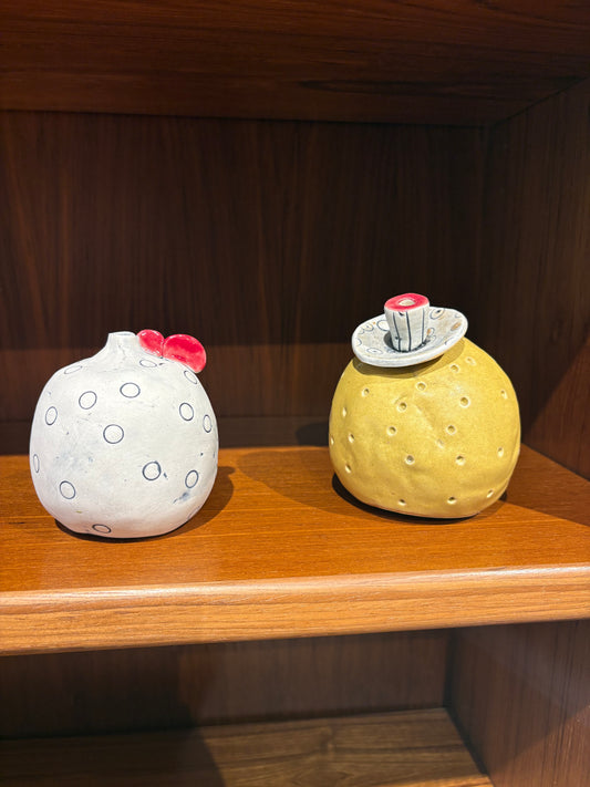 Signed Coleman Funky Pottery Short/Round Vase