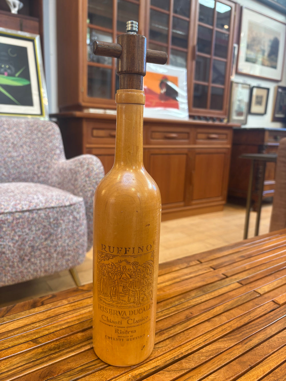 Vintage Wooden Wine Bottle Peppermill