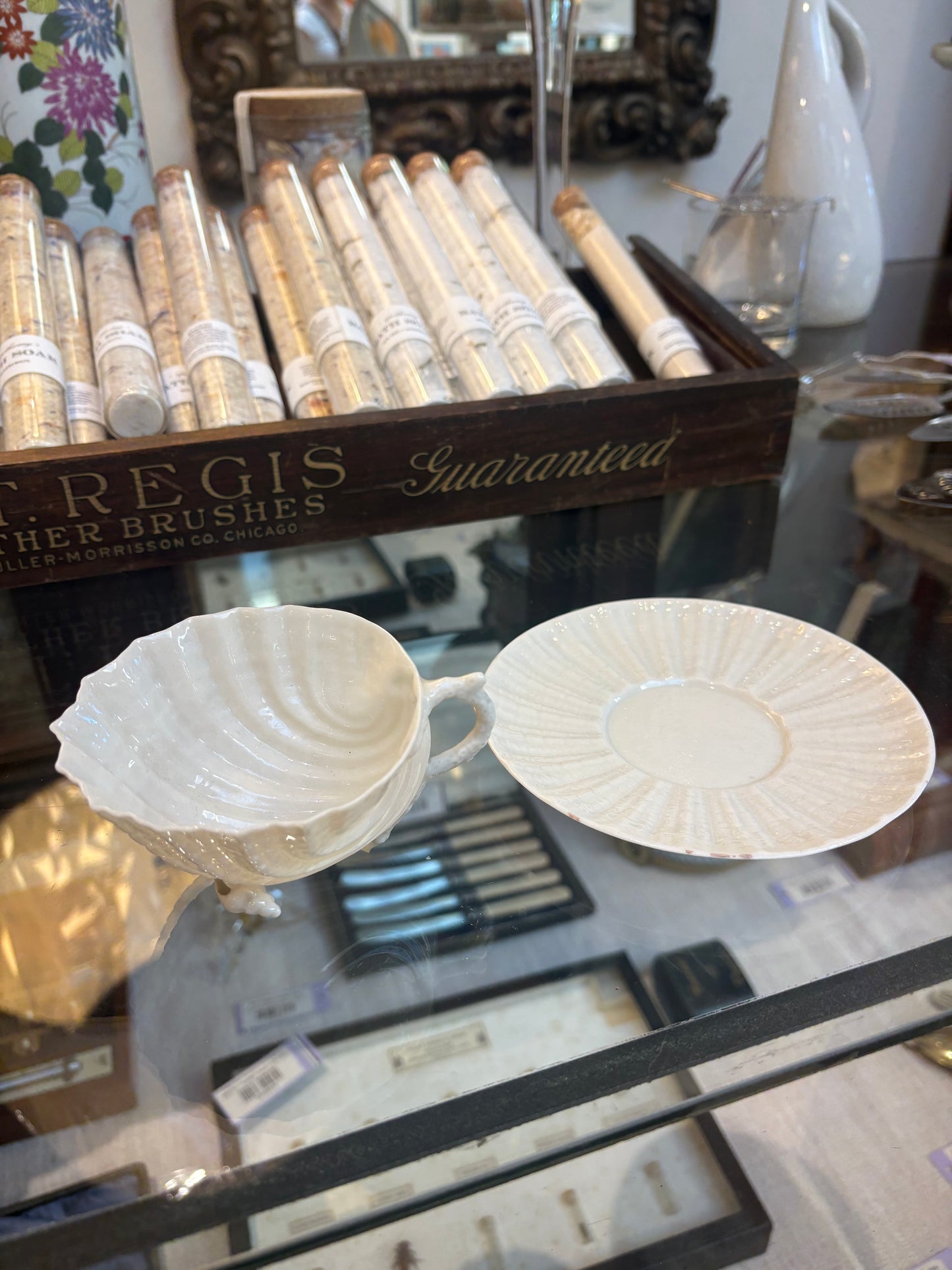 Vintage Irish Belleek Seashell Teacup and Saucer