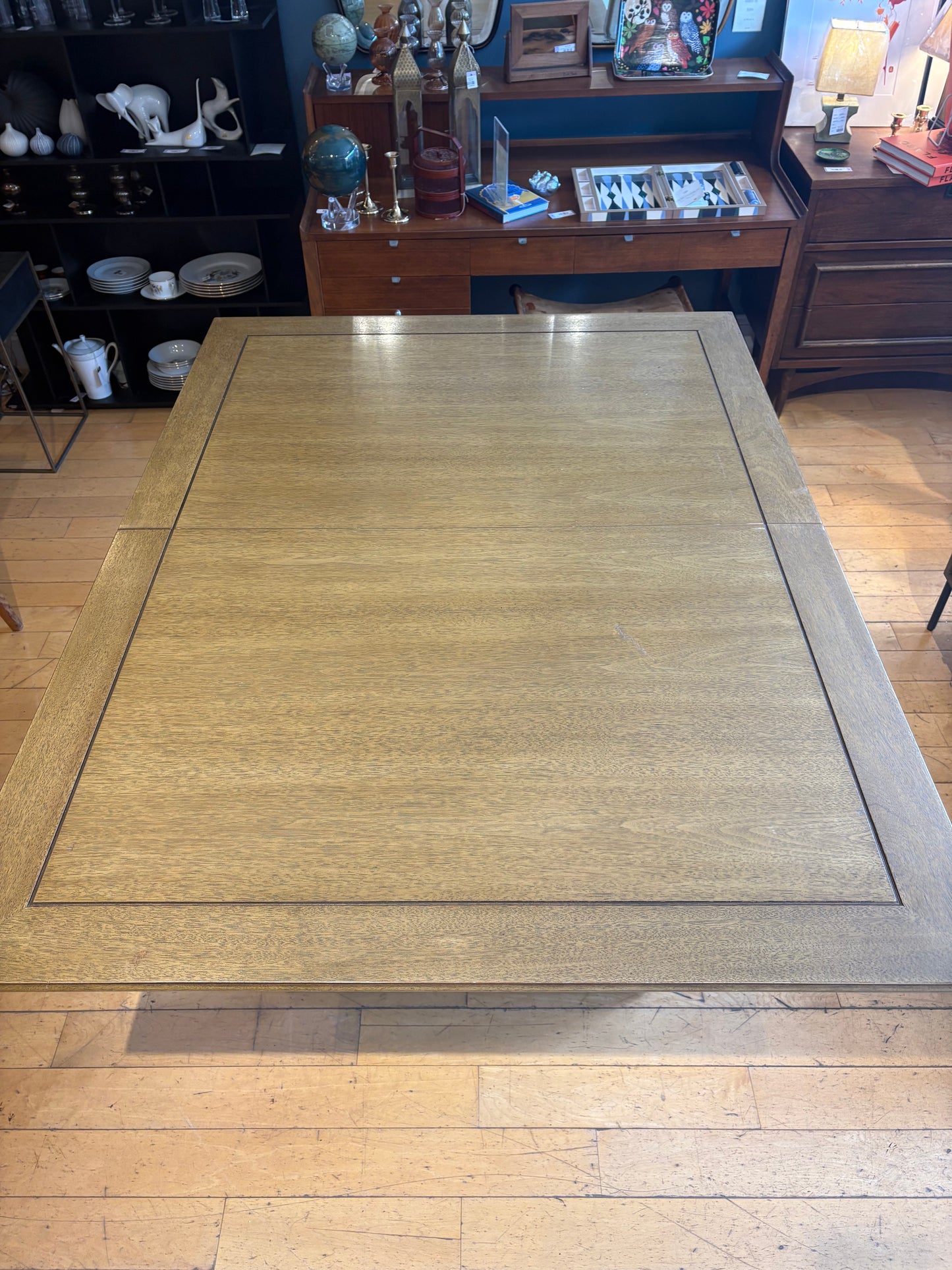 Asian Inspired Light Walnut Dining Table w/ 3 Leaves