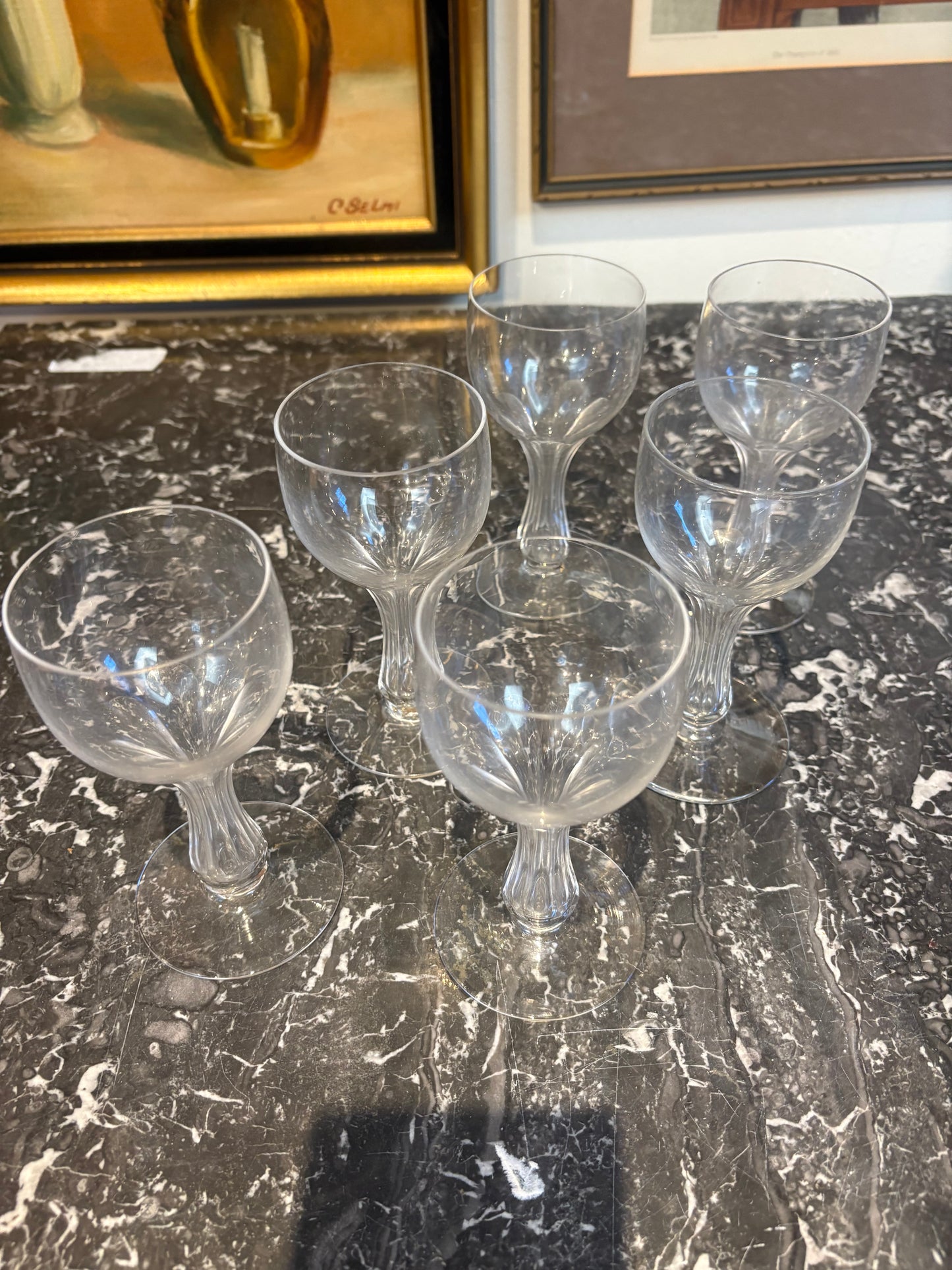 Set of 6 Vintage Hollow Stem Champagne Coupes