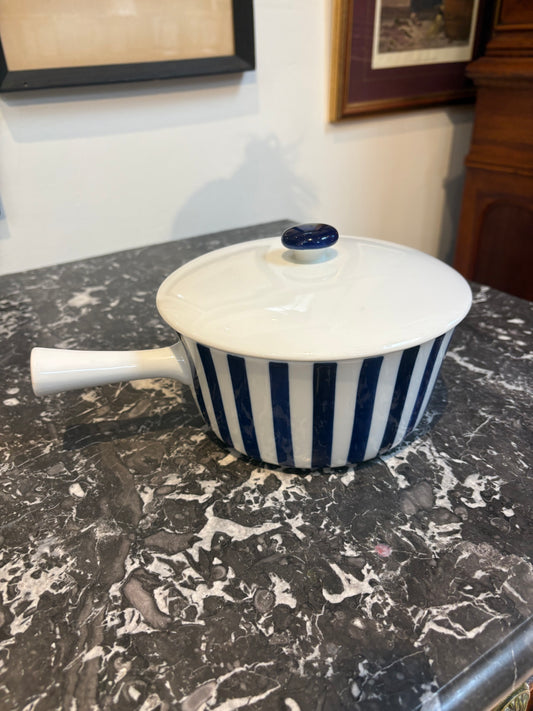 Vintage Danish Striped Pot with Lid