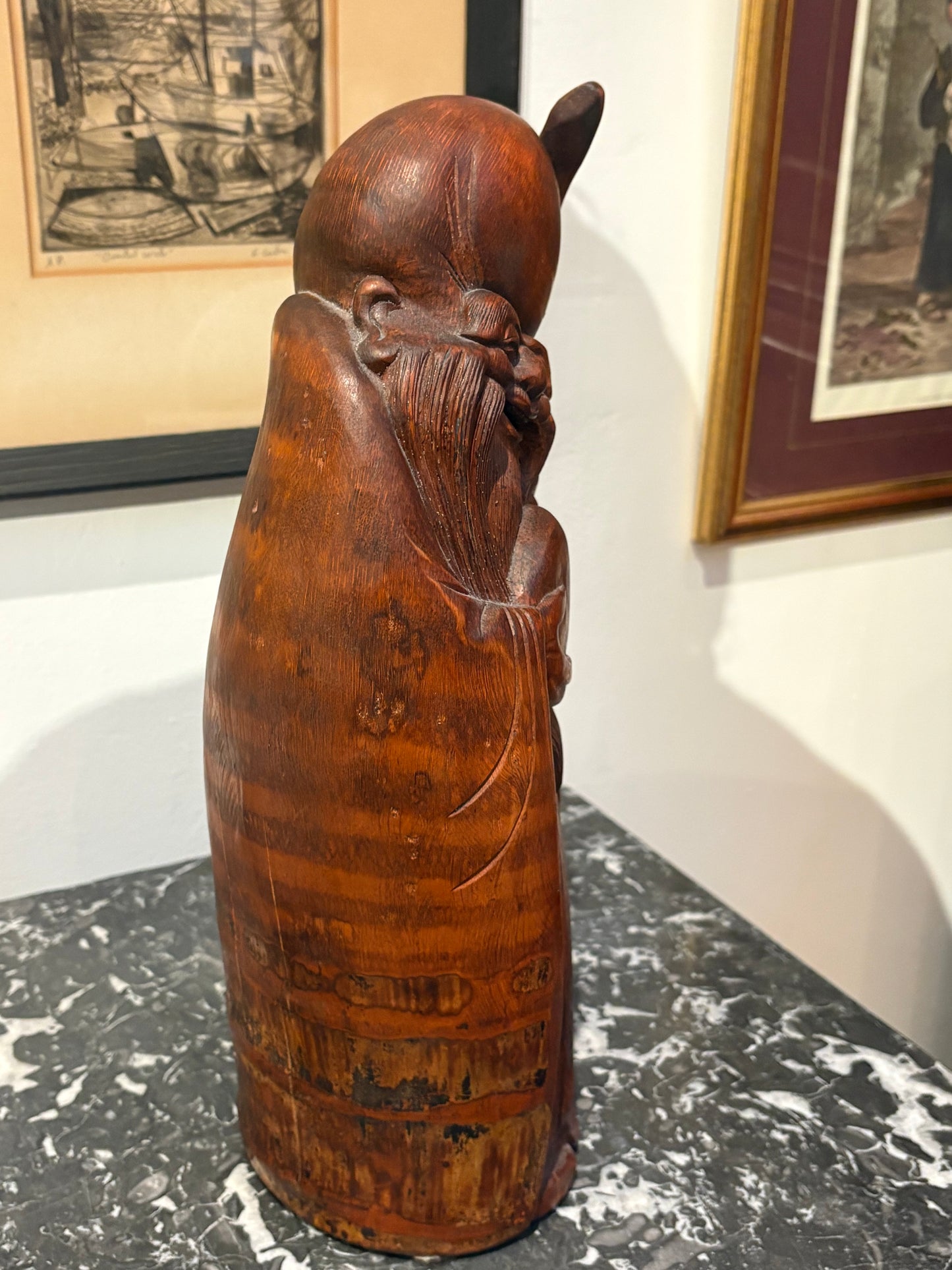 Carved Chinese Statue of Laughing Wise Man