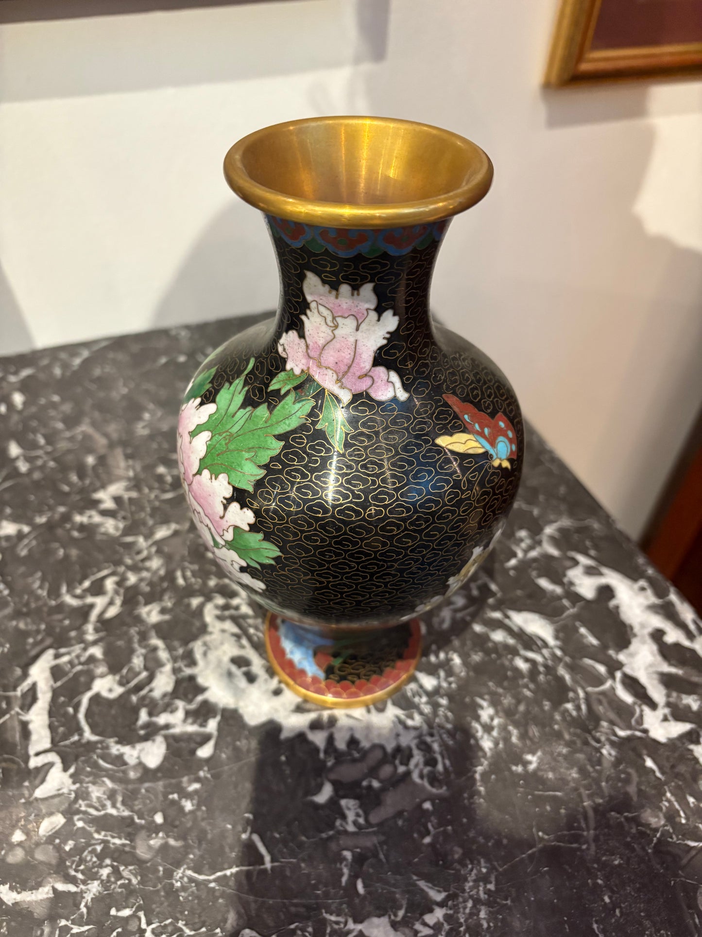 Medium Black Cloisonne Vase