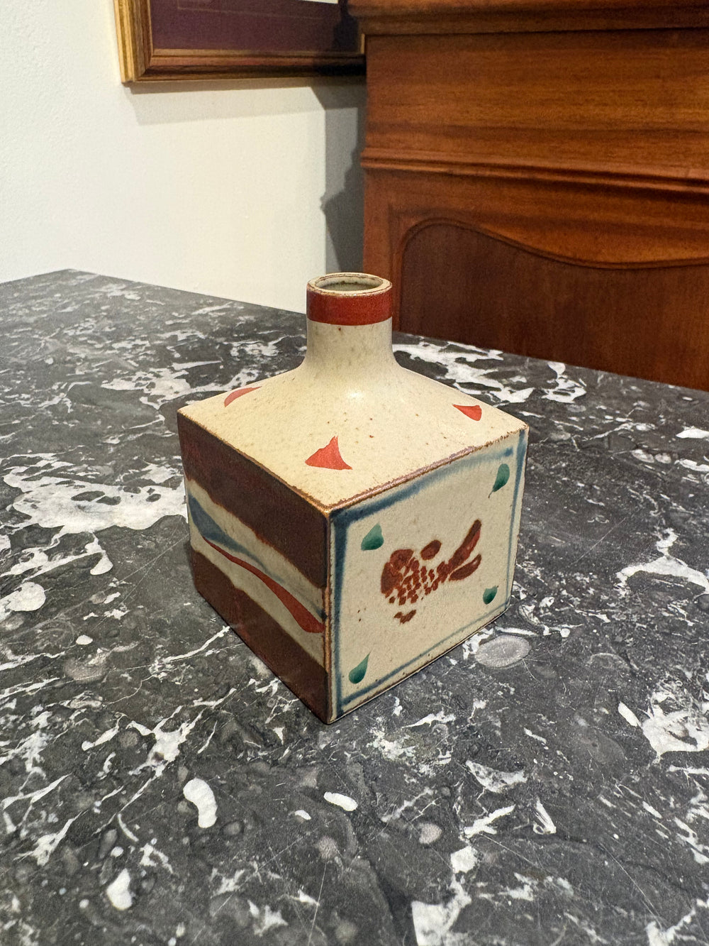 Small Japanese Square Pottery Vase
