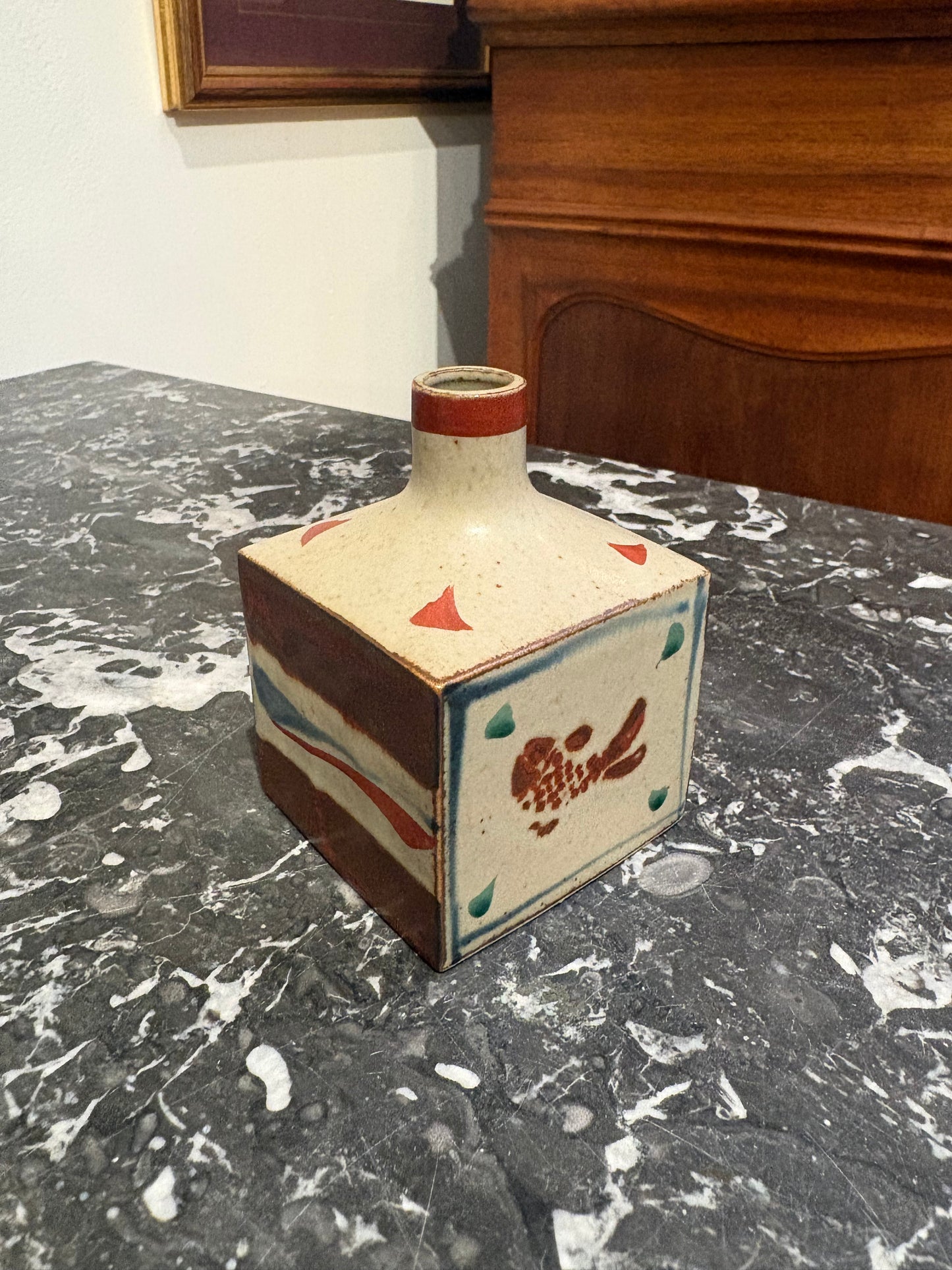 Small Japanese Square Pottery Vase