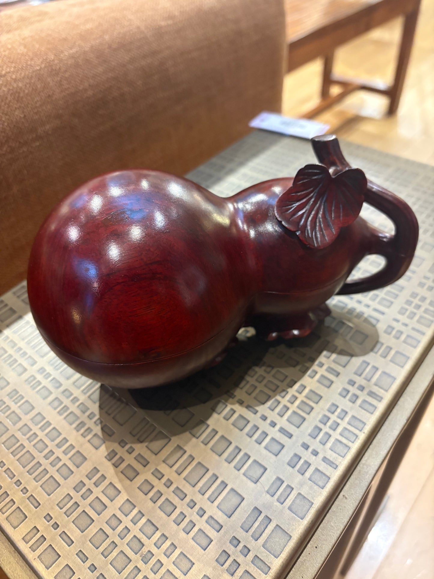 Carved Wood Gourd Shaped Box