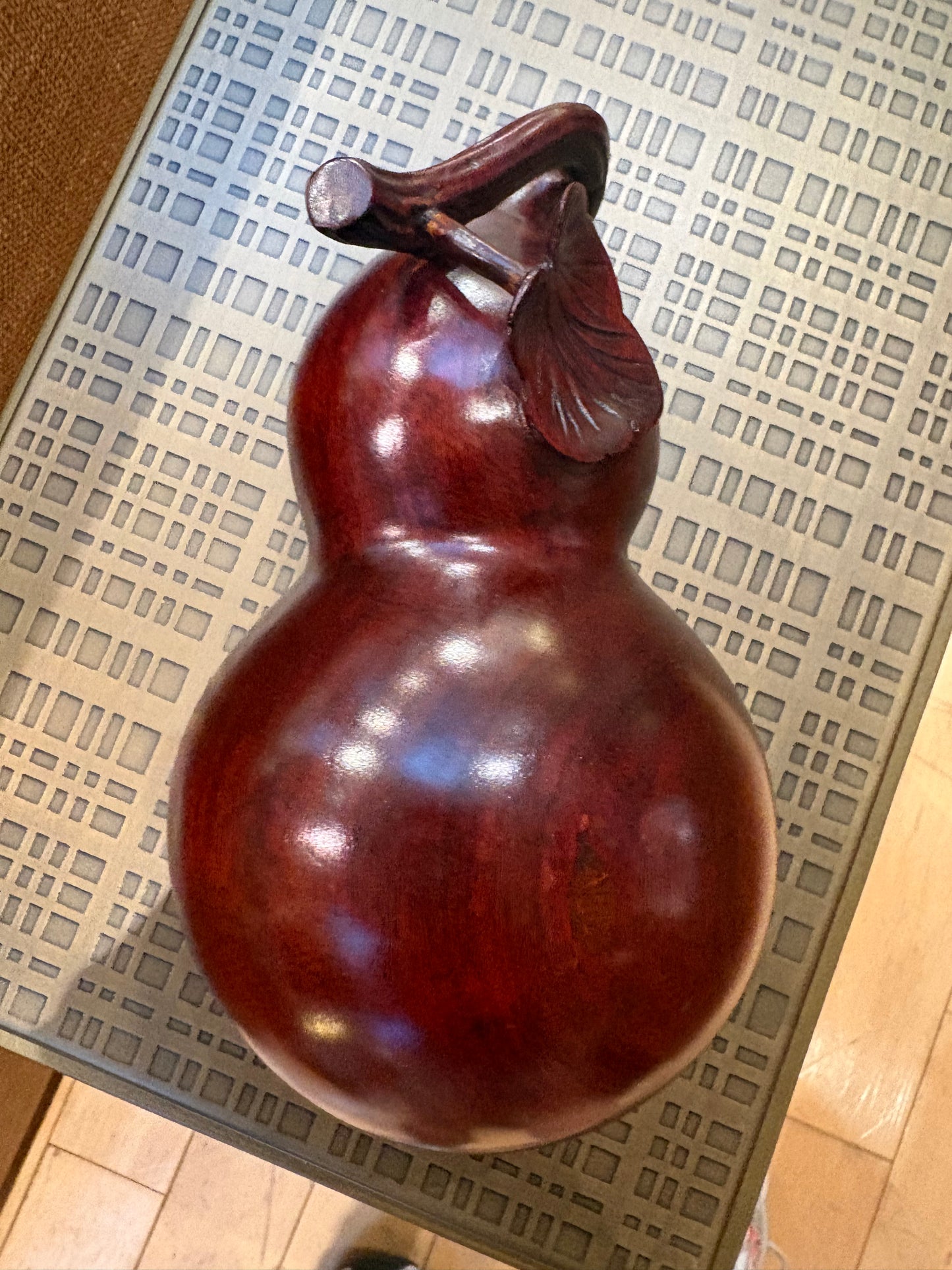 Carved Wood Gourd Shaped Box