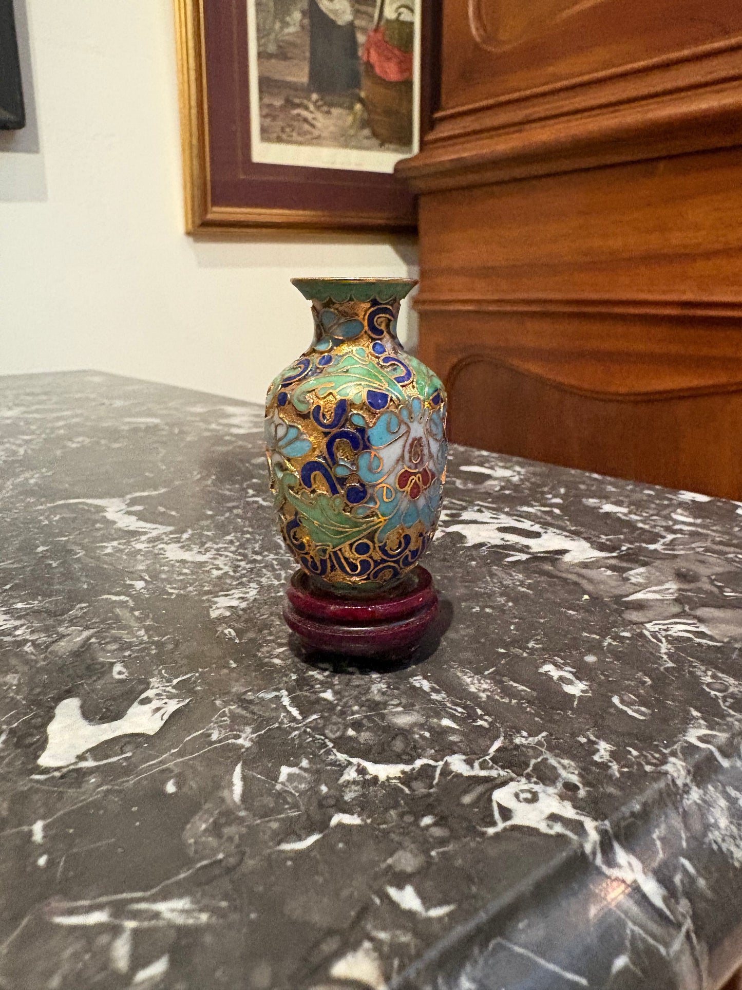 Tiny Cloisonne Vase on Stand (Individual)