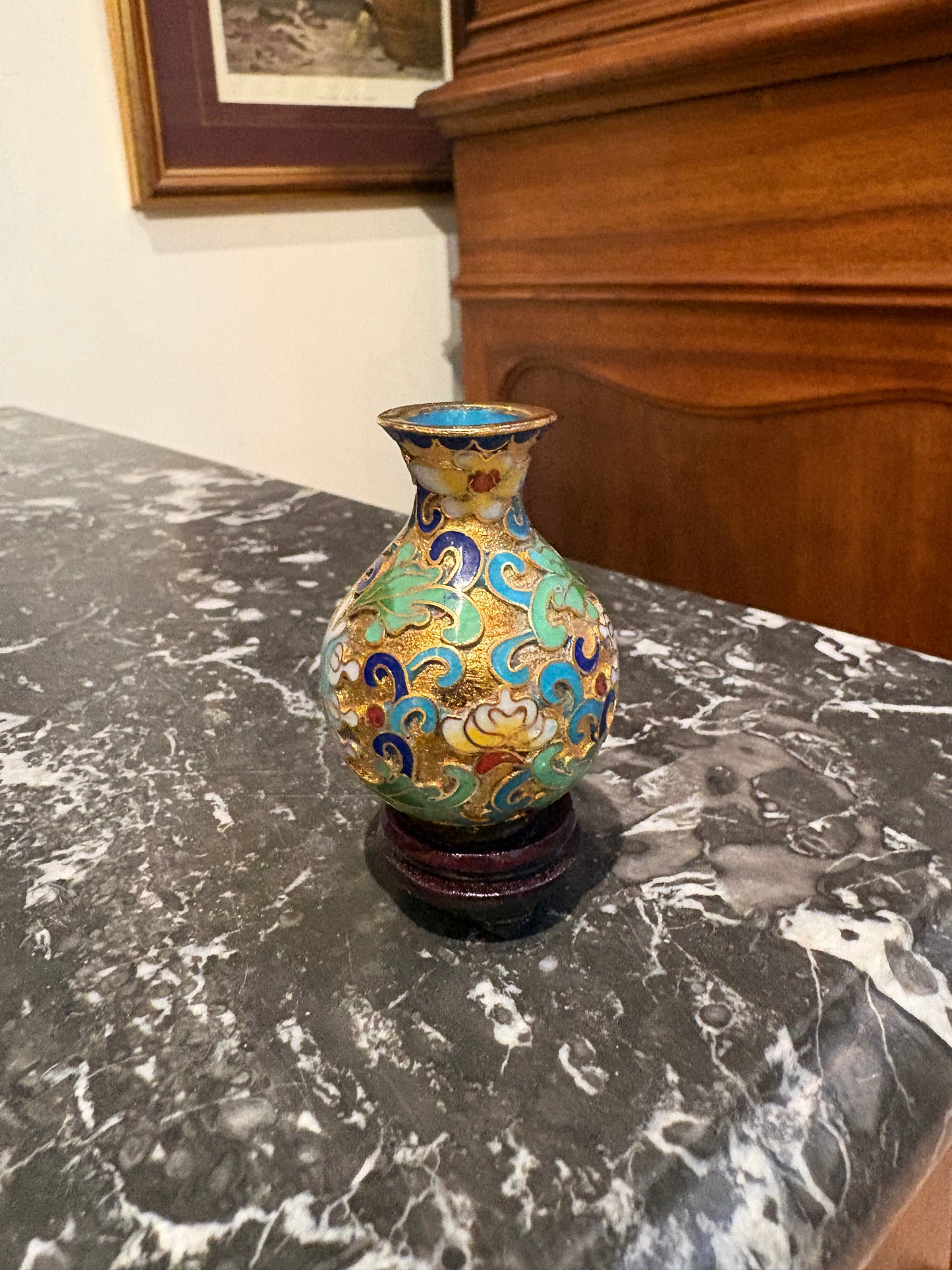 Tiny Cloisonne Vase on Stand (Individual)