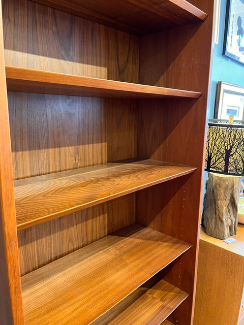 Tall Teak Bookcase with Adjustable Shelves