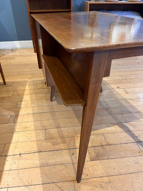 Midcentury Desk with Two Drawers and Bookshelf Back