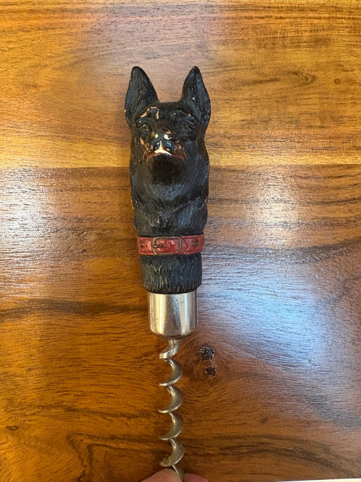 Vintage Syroco Carved Dog Head Corkscrew
