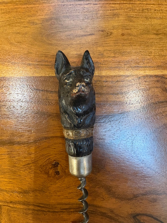 Vintage Syroco Carved Dog Head Corkscrew