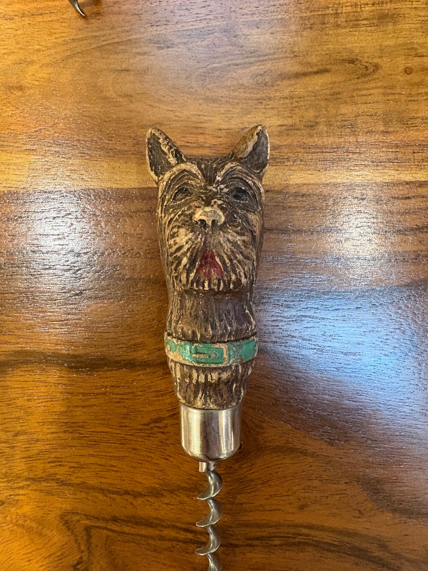 Vintage Syroco Carved Dog Head Corkscrew