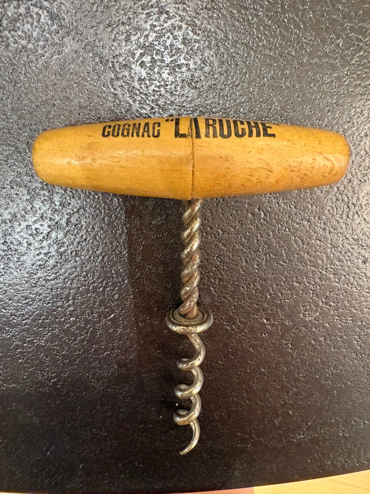 “Beehive Brandy, Cognac La Ruche” Wood Advertising Corkscrew
