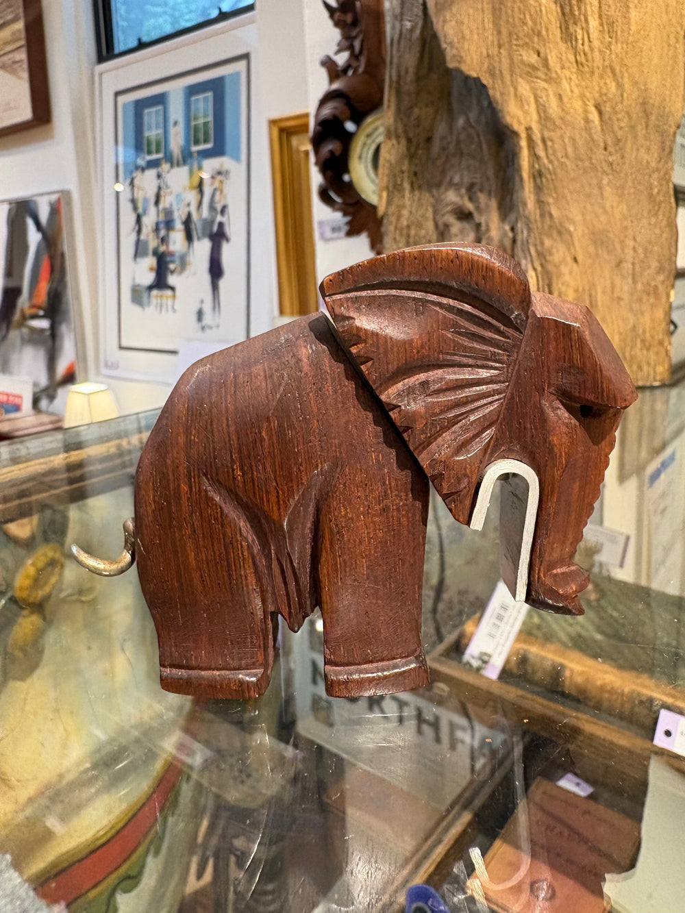 French Carved Wood Elephant Corkscrew/Bottle Opener