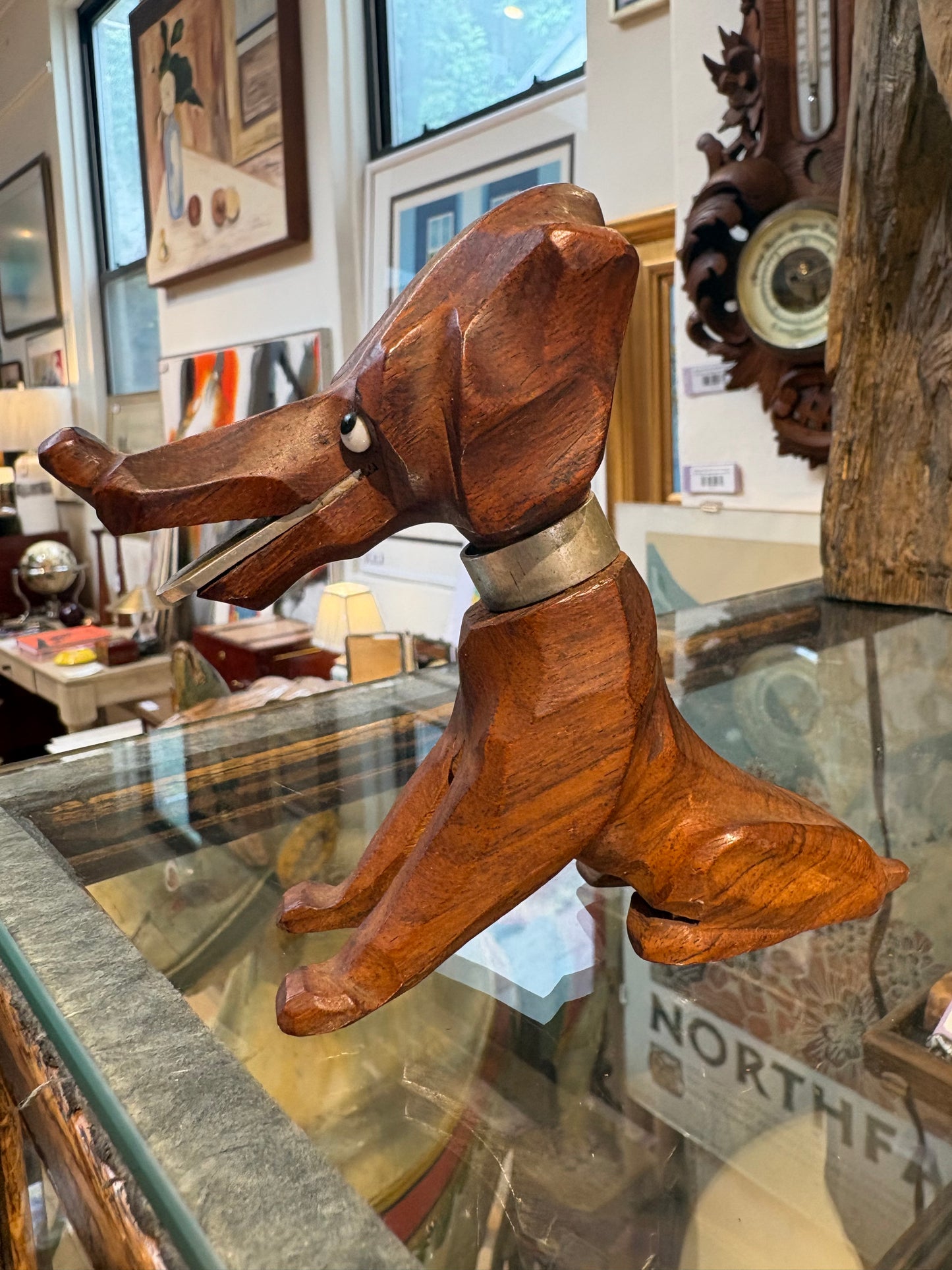 French Carved Wood Spaniel Corkscrew/Bottle Opener