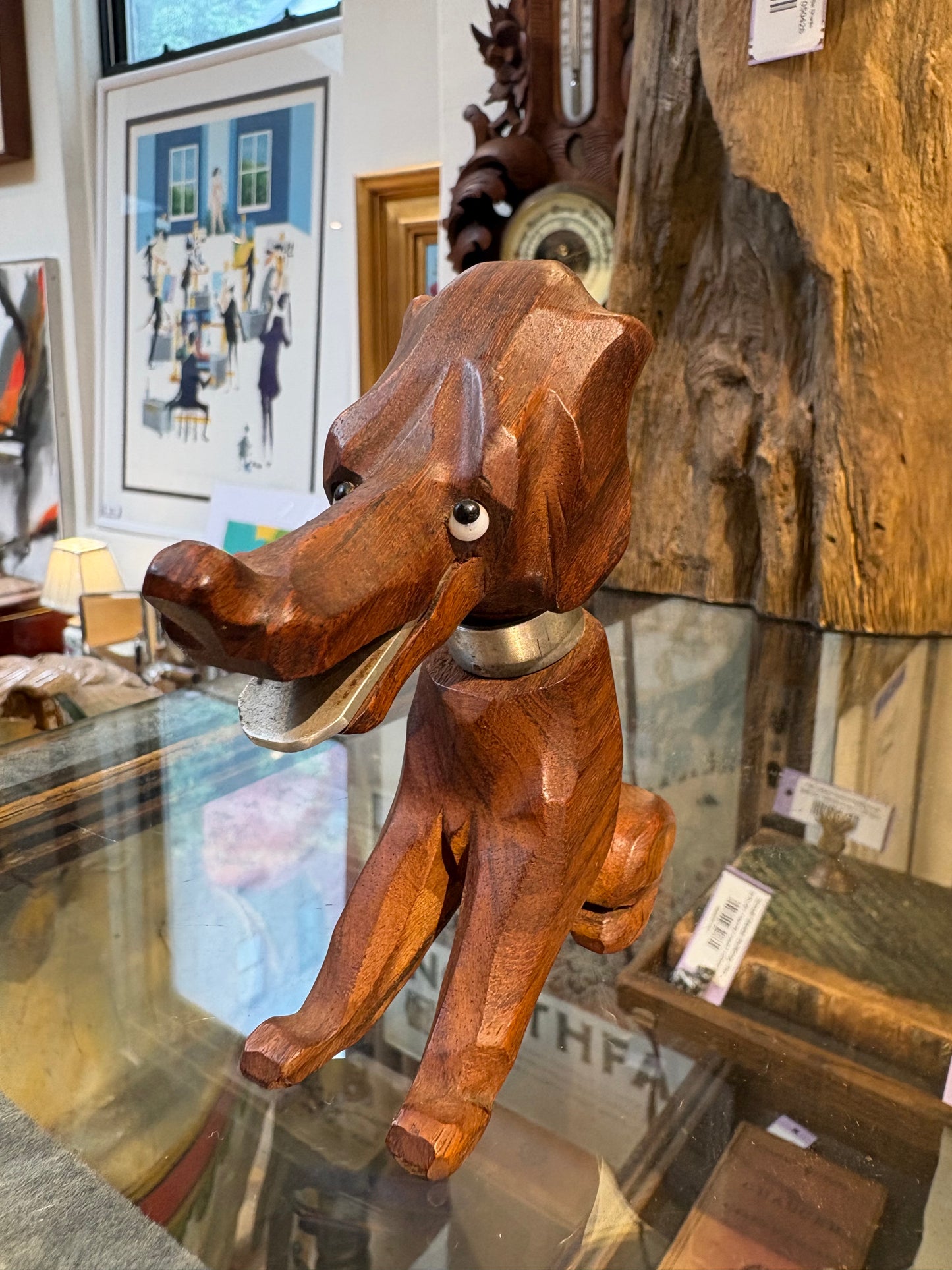 French Carved Wood Spaniel Corkscrew/Bottle Opener