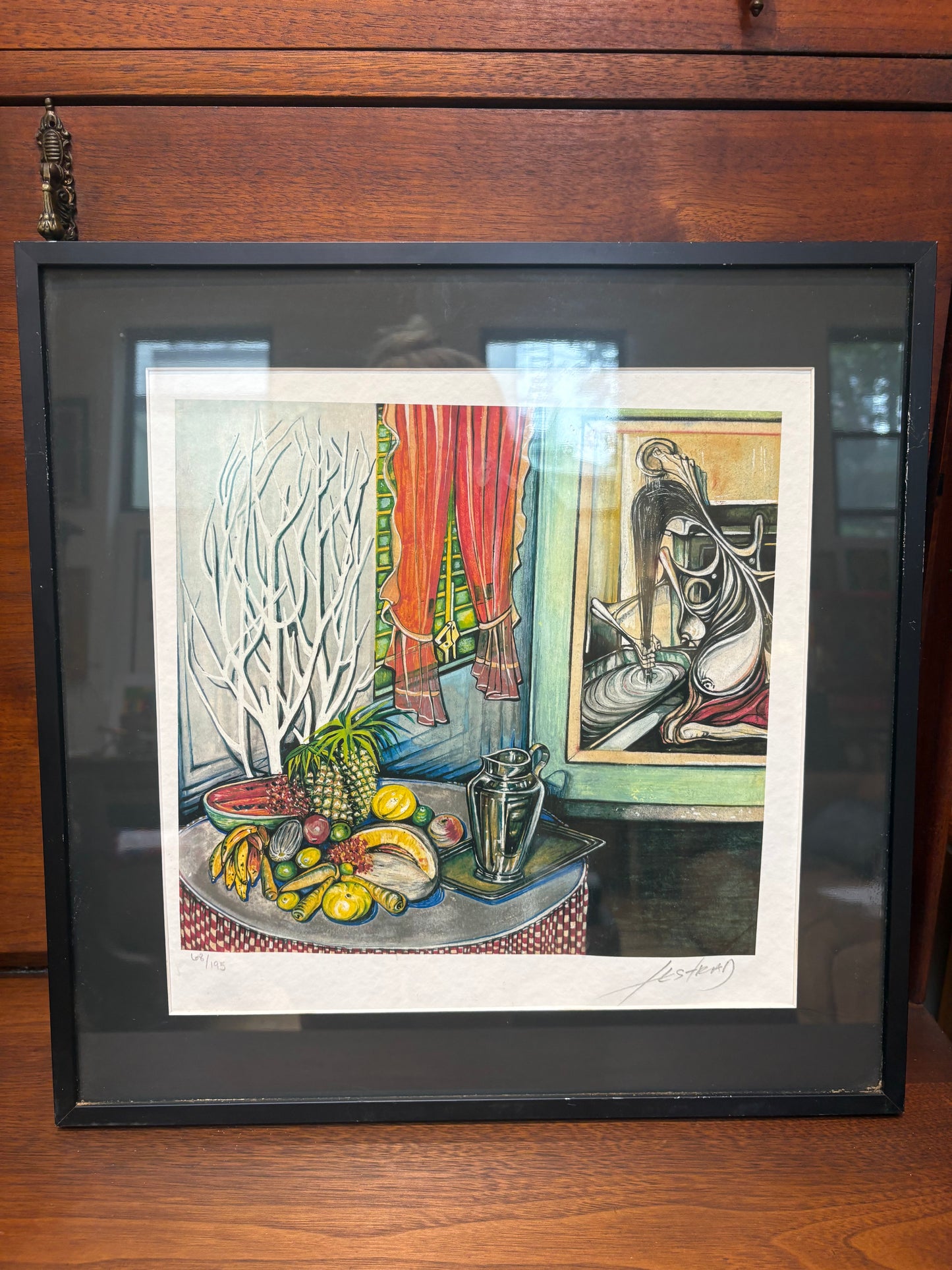 Signed Alberto Lestrad "Still Life with a Pitcher and Fruit" Giclee Print 68/195