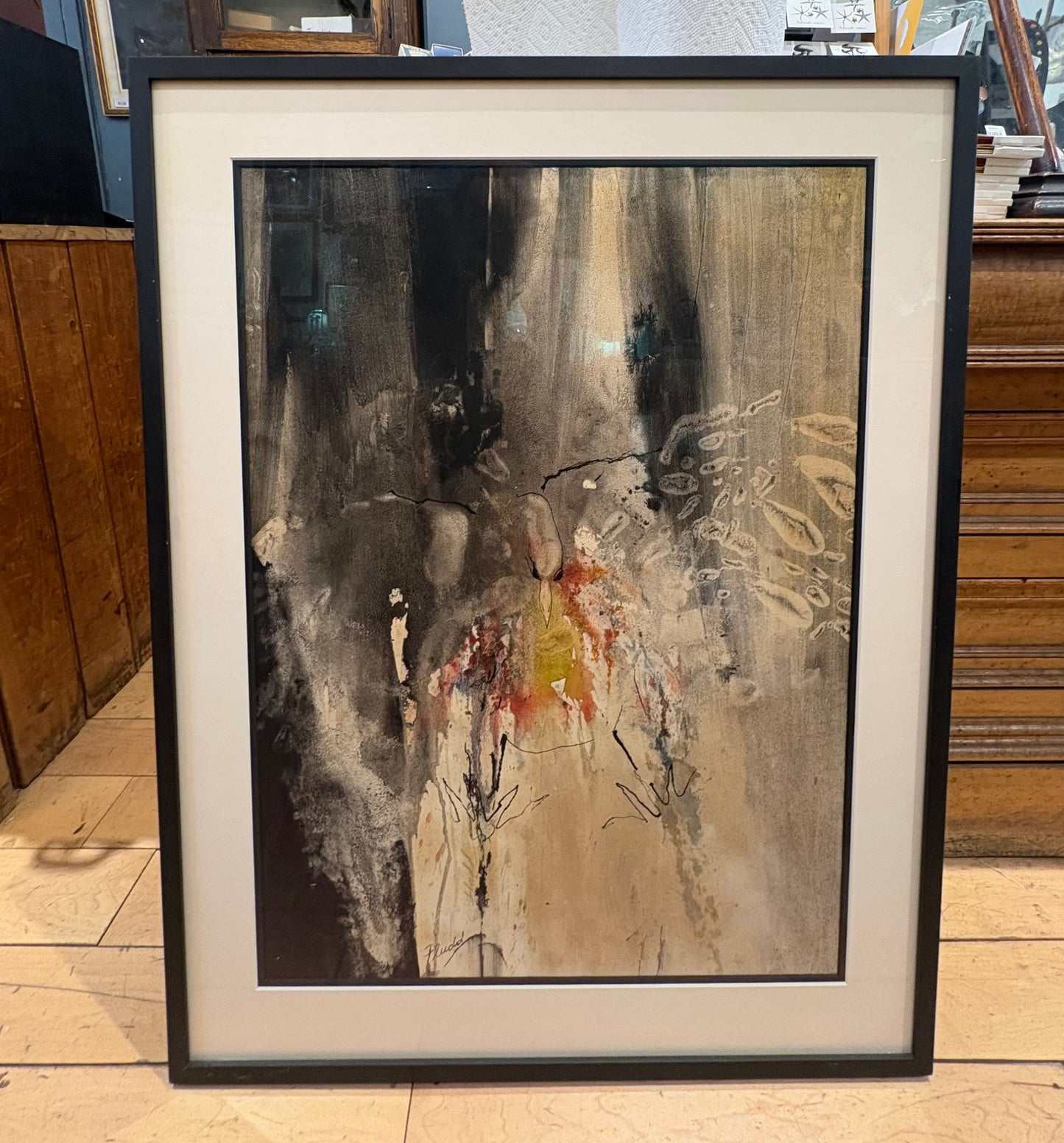 Signed Reginald Fludd Watercolor and Ink Painting of Bird