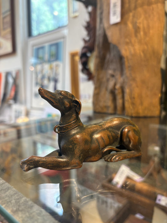 Seated Metal Whippet Dog Figure