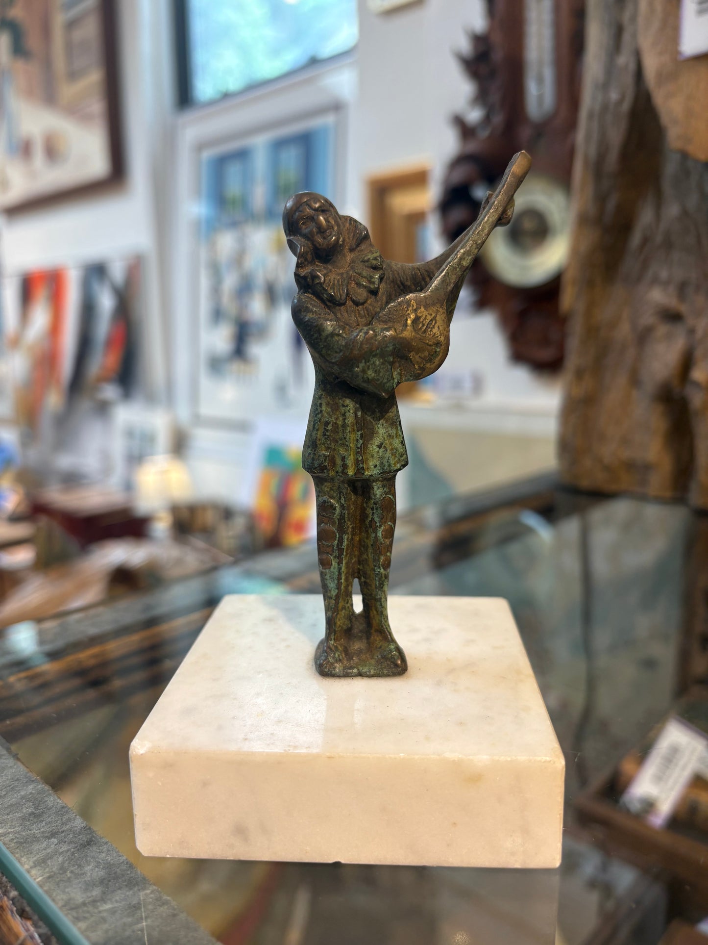 Small Mandolin Player Figure on Marble Base