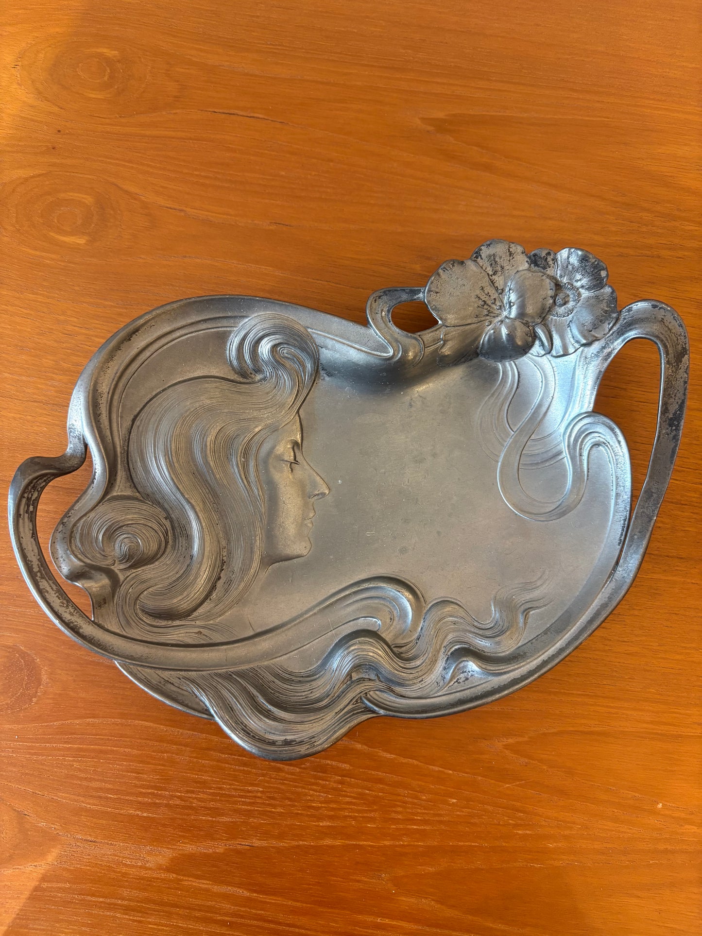 German Art Nouveau Tray with Female Profile