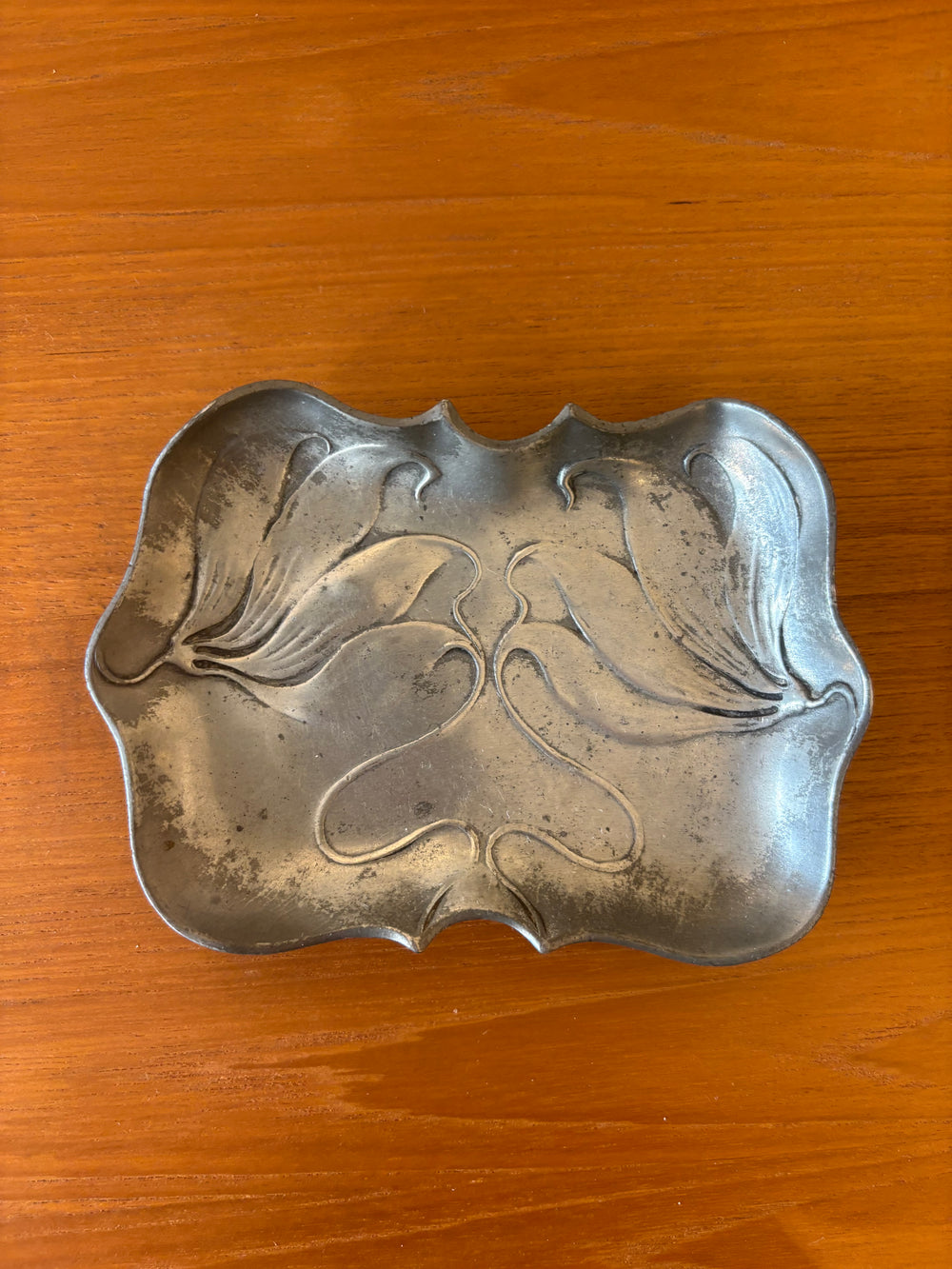 German Art Nouveau Small Pewter Tray
