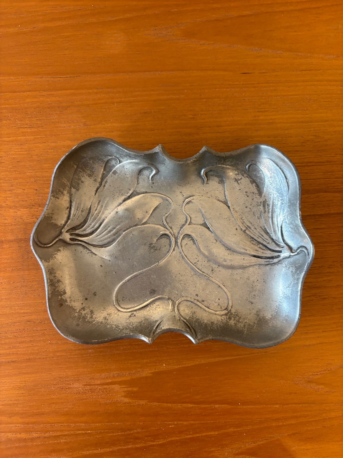German Art Nouveau Small Pewter Tray